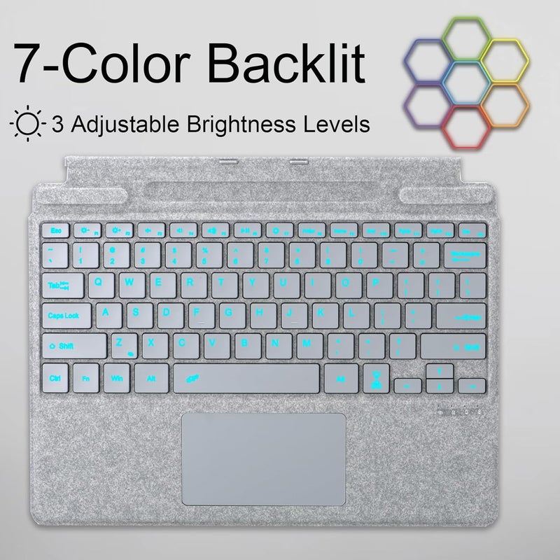 Mobee Type Cover for Microsoft Surface Pro 13 inch, Compatible with Surface Pro 13"(11th Edition) / Pro 11 / Pro 10 / Pro 9 / Pro 8 / Pro X, Slim Keyboard with Trackpad Mouse, Backlit, & Pen Holder - Image 3